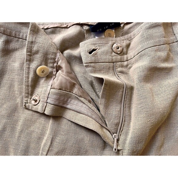 Akris Linen Pants Tan Switzerland Size 10 Wide Leg - Picture 3 of 15